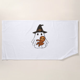 Sloth Halloween Ghost Witch Hat Animal Lovers Boys Beach Towel