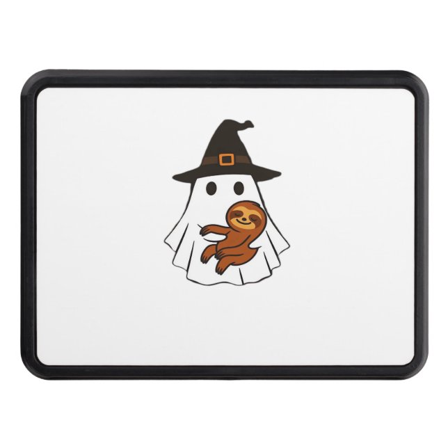 Sloth Halloween Ghost Witch Hat Animal Lovers Boys Trailer Hitch Cover (Front)