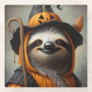 Sloth Halloween Glass Coaster