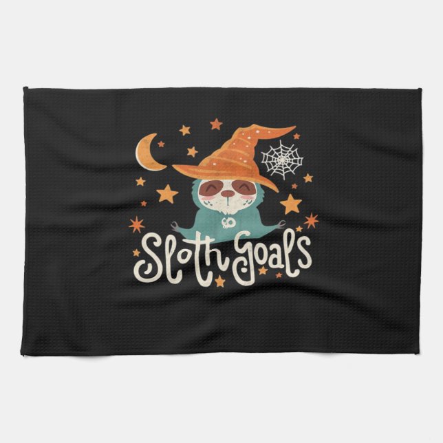 Sloth Halloween Goals Classic T-Shirt Kitchen Towel (Horizontal)