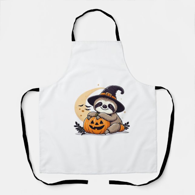 Sloth Halloween Motif Cute Classic T-Shirt Apron (Front)