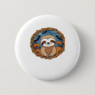 sloth, halloween, october, autumn, thanksgiving Ov 2 Inch Round Button
