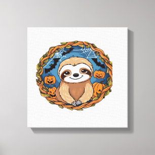 sloth, halloween, october, autumn, thanksgiving Ov Canvas Print