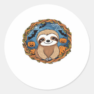 sloth, halloween, october, autumn, thanksgiving Ov Classic Round Sticker