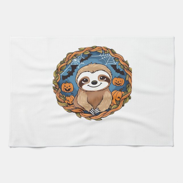 sloth, halloween, october, autumn, thanksgiving Ov Kitchen Towel (Horizontal)