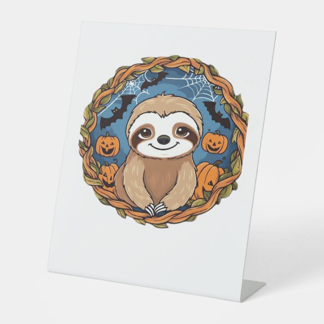 sloth, halloween, october, autumn, thanksgiving Ov Pedestal Sign (Front)