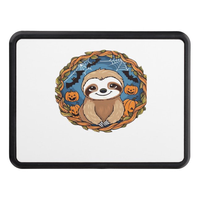 sloth, halloween, october, autumn, thanksgiving Ov Trailer Hitch Cover (Front)