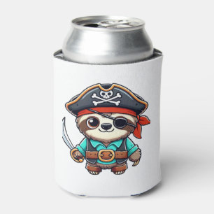 Sloth Halloween Pirate Kids Women Men Sloth Classi Can Cooler