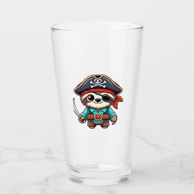 Sloth Halloween Pirate Kids Women Men Sloth Classi Glass (Front)