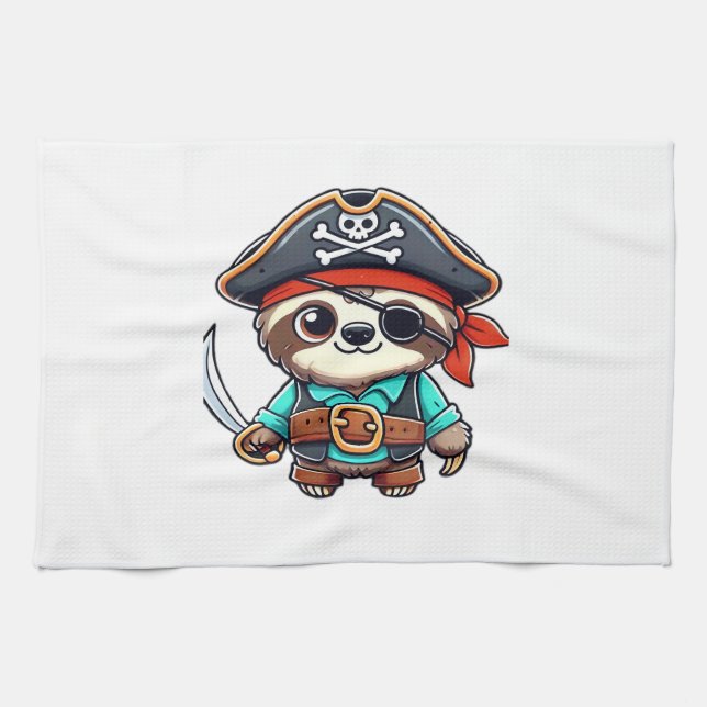 Sloth Halloween Pirate Kids Women Men Sloth Classi Kitchen Towel (Horizontal)