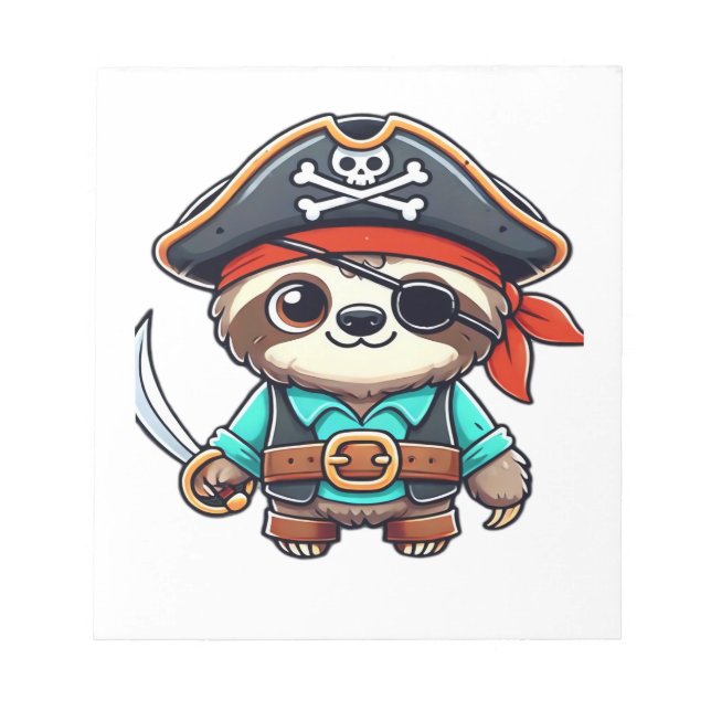 Sloth Halloween Pirate Kids Women Men Sloth Classi Notepad (Front)