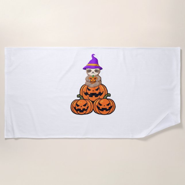 Sloth Halloween Premium T-Shirt Beach Towel (Front)