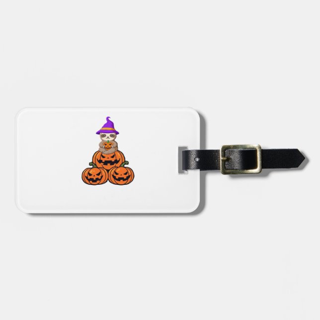 Sloth Halloween Premium T-Shirt Luggage Tag (Front Horizontal)