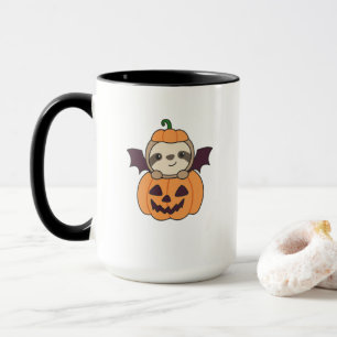 Sloth Halloween Pumpkin Bat Costume Mug