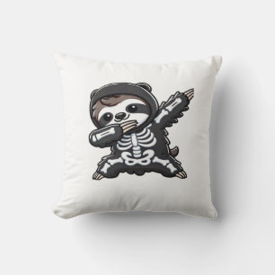 Sloth Halloween Skeleton Kids Women Men Sloth Clas Throw Pillow