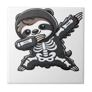 Sloth Halloween Skeleton Kids Women Men Sloth Clas Tile