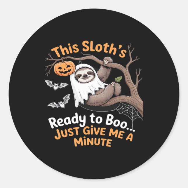 Sloth Halloween Sloths Cute Bat Vampire Essential  Classic Round Sticker (Front)