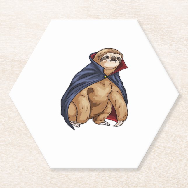 Sloth Halloween Vampire Classic T-Shirt Paper Coaster (Front)