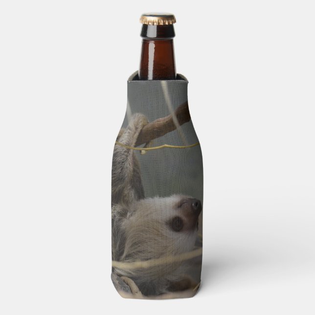 Sloth Hanging from a Branch Bottle Cooler (Bottle Front)
