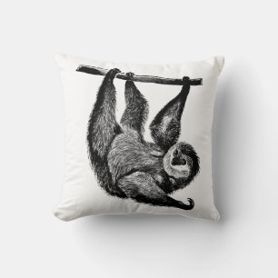 Sloth hanging in tree animal jungle safari art throw pillow