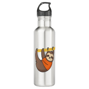 Sloth Hanging on Branch with Orange 710 Ml Water Bottle