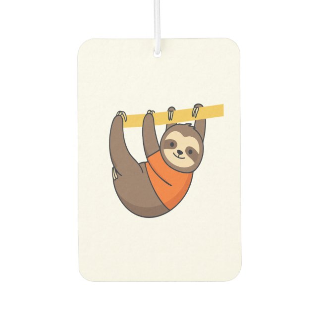 Sloth Hanging on Branch with Orange Air Freshener (Front)