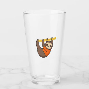 Sloth Hanging on Branch with Orange Glass