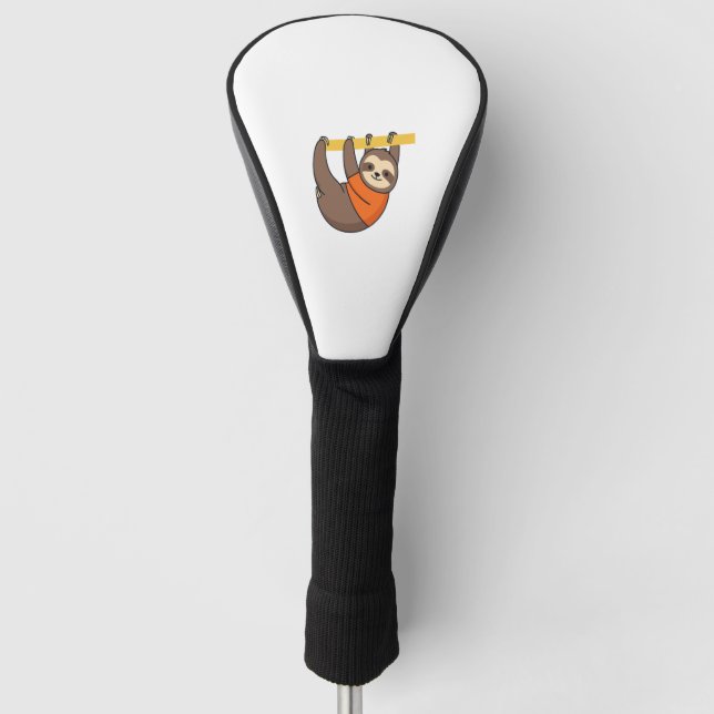 Sloth Hanging on Branch with Orange Golf Head Cover (Front)