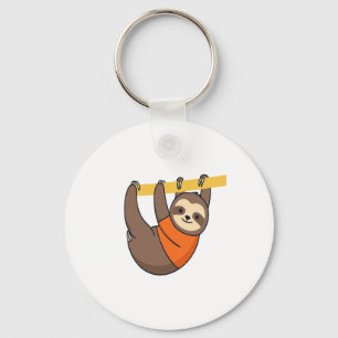 Sloth Hanging on Branch with Orange Keychain