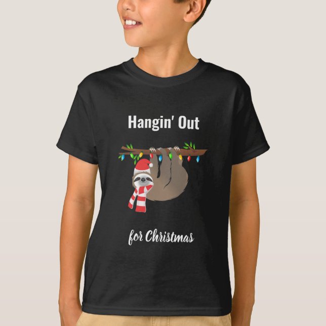Sloth Hanging Out for Christmas T-Shirt (Front)