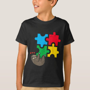 Sloth Hanging Puzzle Cute Autism Awareness Men Wom T-Shirt