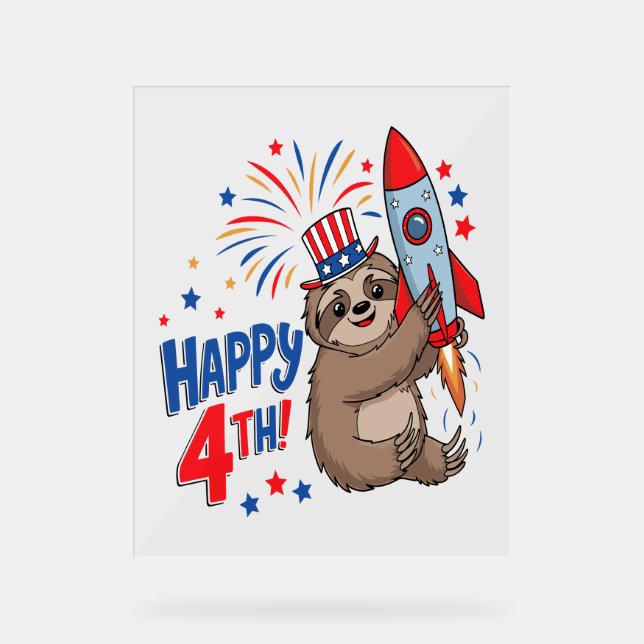 Sloth Happy 4th Rocket Fireworks USA (Recto)