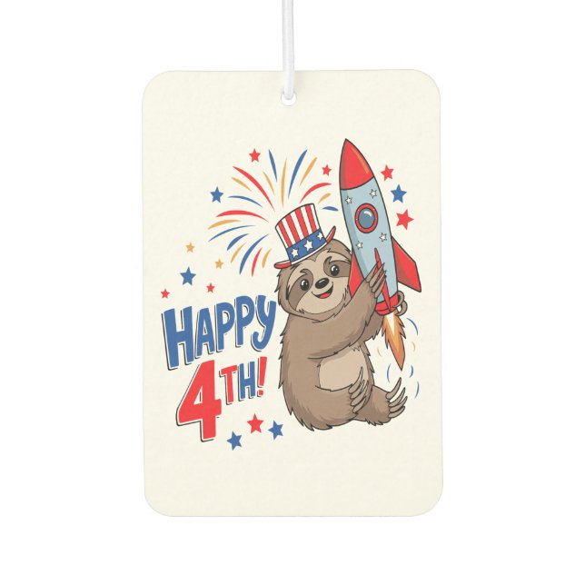 Sloth Happy 4th Rocket Fireworks USA Air Freshener (Front)