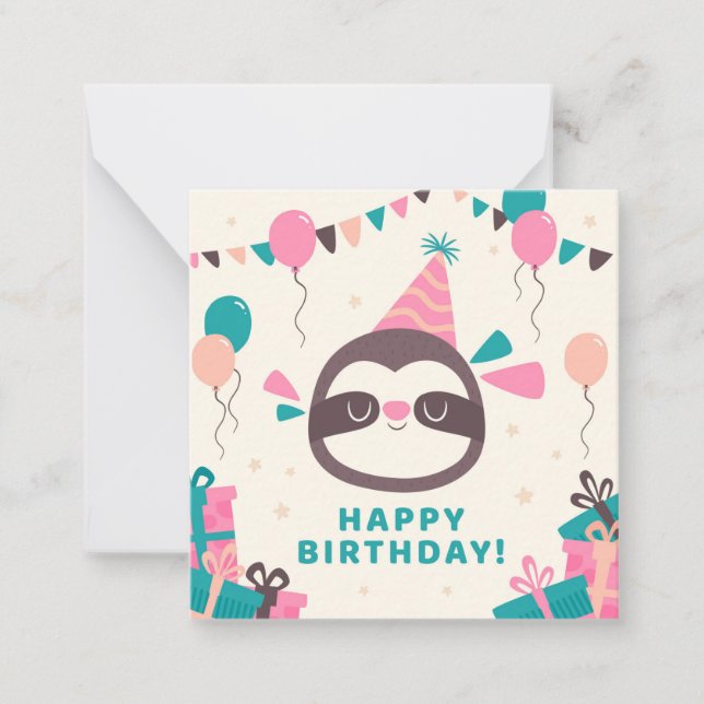 Sloth Happy Birthday Card (Front)