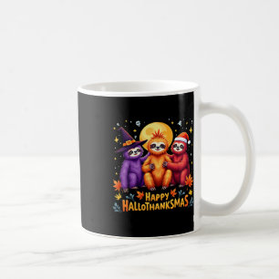 Sloth Happy Hallothanksmas Halloween Thanksgiving Coffee Mug