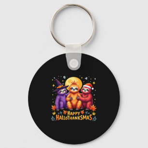 Sloth Happy Hallothanksmas Halloween Thanksgiving  Keychain