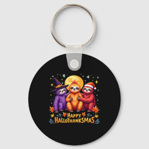 Sloth Happy Hallothanksmas Halloween Thanksgiving Keychain
