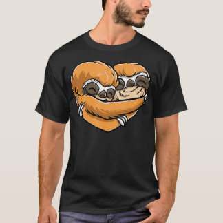 Sloth Heart Valentines Day Gift for Girls Men Wom T-Shirt