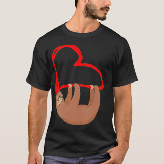 Sloth Heart Valentines Girls Women Sloths T-Shirt