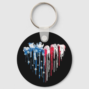 Sloth Heart Watercolor T-Shirt Cute Animal Blue Ce Keychain