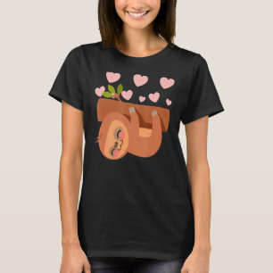 Sloth Hearts Mothers Day Cute Animal Mom Mama Momm T-Shirt