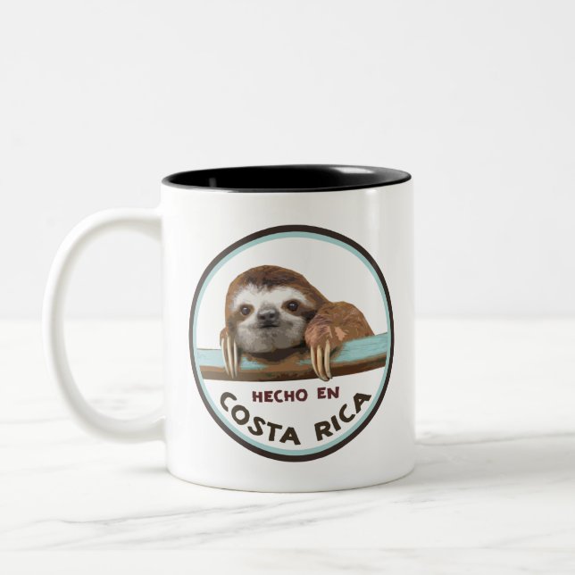 Sloth - Hecho en Costa Rica, Pura Vida Two-Tone Co Coffee Mug (Left)