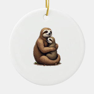 Sloth Heritage Print Engraving Shirt 3 Ceramic Ornament