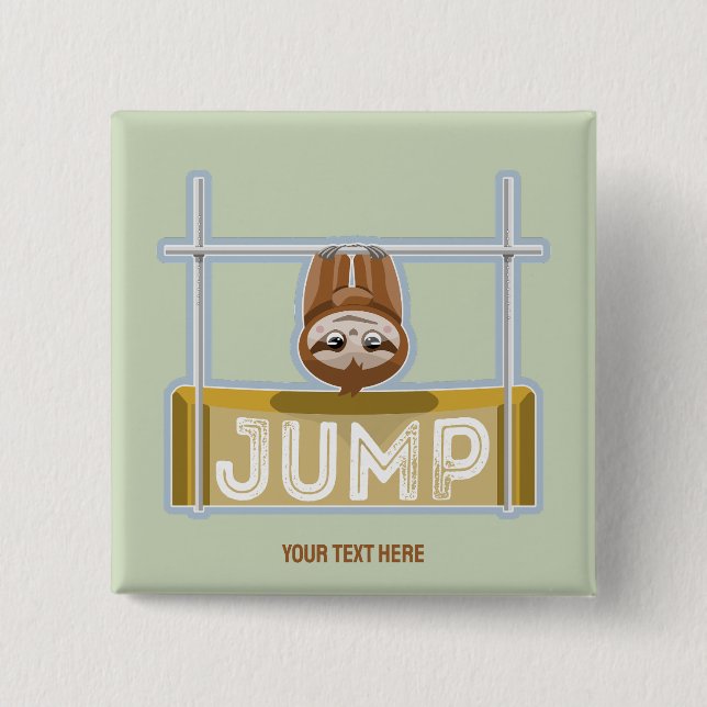 Sloth High Jump 2 Inch Square Button (Front)