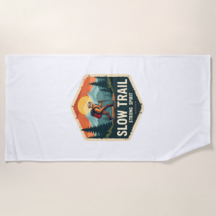Sloth Hiking Shirt Vintage Trail Buddy Design Beach Towel