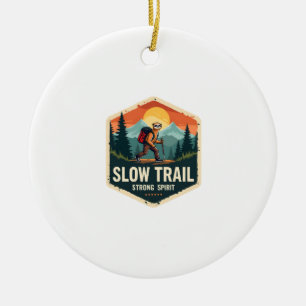 Sloth Hiking Shirt Vintage Trail Buddy Design Ceramic Ornament