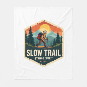 Sloth Hiking Shirt Vintage Trail Buddy Design Fleece Blanket