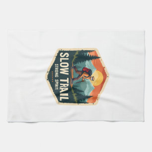 Sloth Hiking Shirt Vintage Trail Buddy Design Kitchen Towel