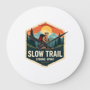 Sloth Hiking Shirt Vintage Trail Buddy Design Large Clock
