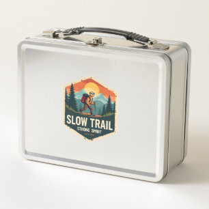 Sloth Hiking Shirt Vintage Trail Buddy Design Metal Lunch Box